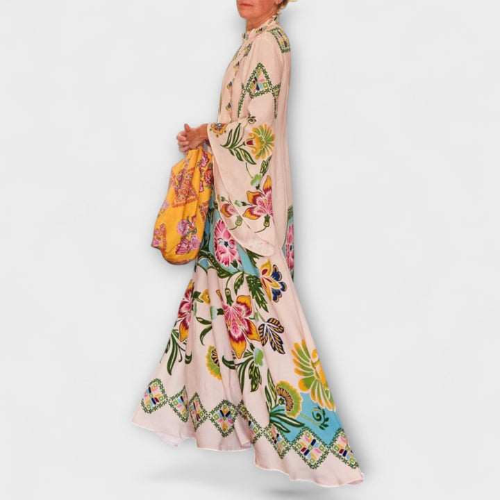 Lisa - Elegancka maxi sukienka w kwiatowy wzór z luźnym krojem