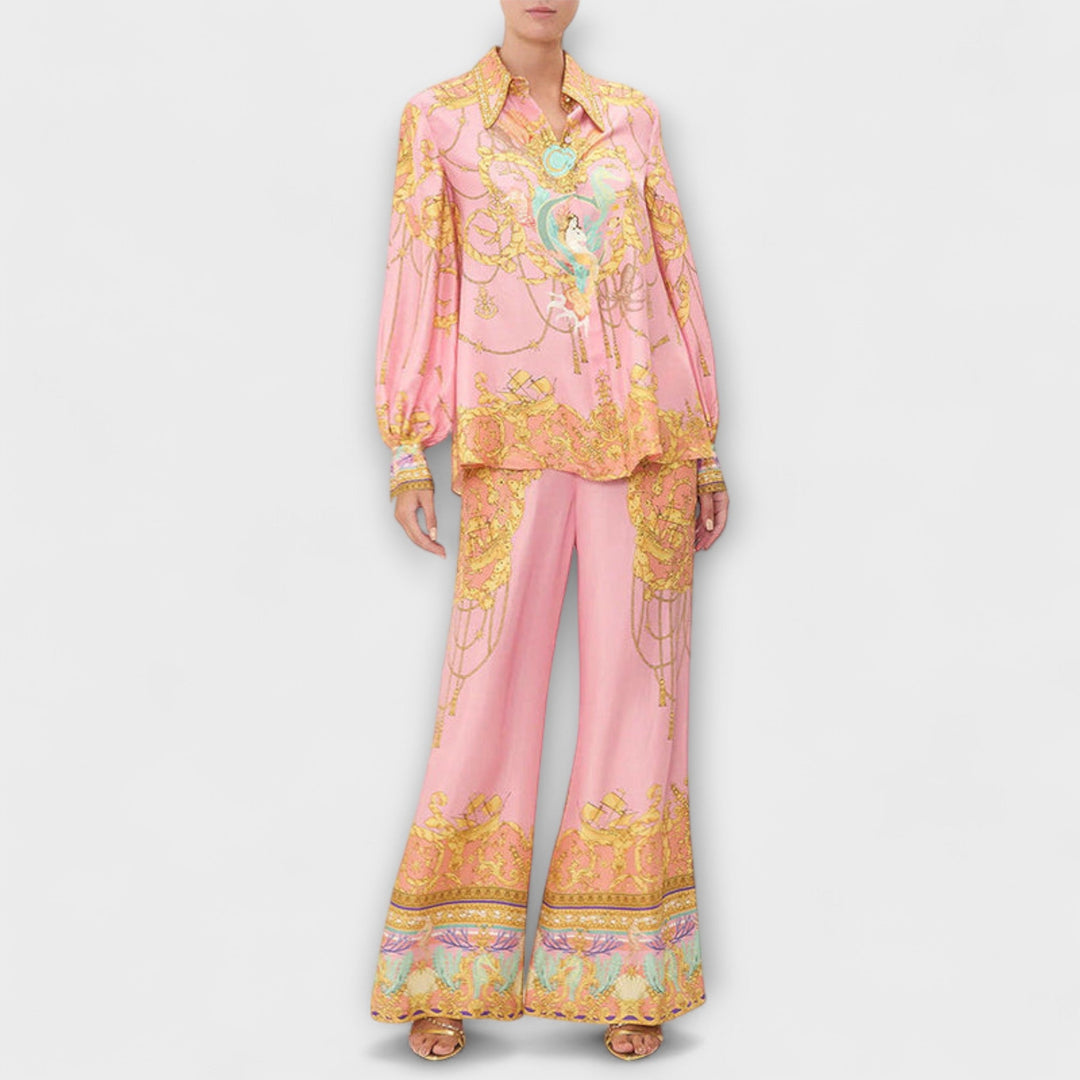 Sage - Relaksowana koszulka z nadrukiem syreny i elastyczne spodnie