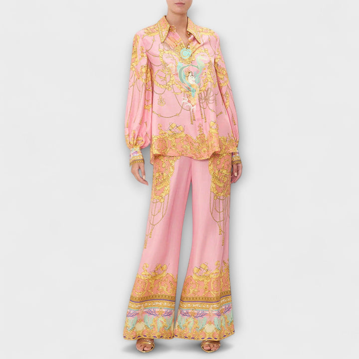 Sage - Relaksowana koszulka z nadrukiem syreny i elastyczne spodnie