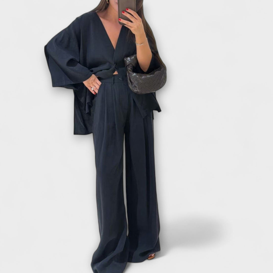 Jacqueline - Dwuwarstwowy top i spodnie