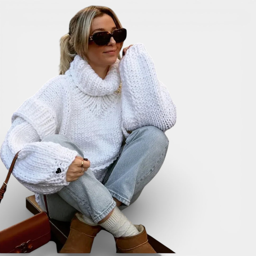 Dobrawa – Przytulny oversize sweter z grubym golfem