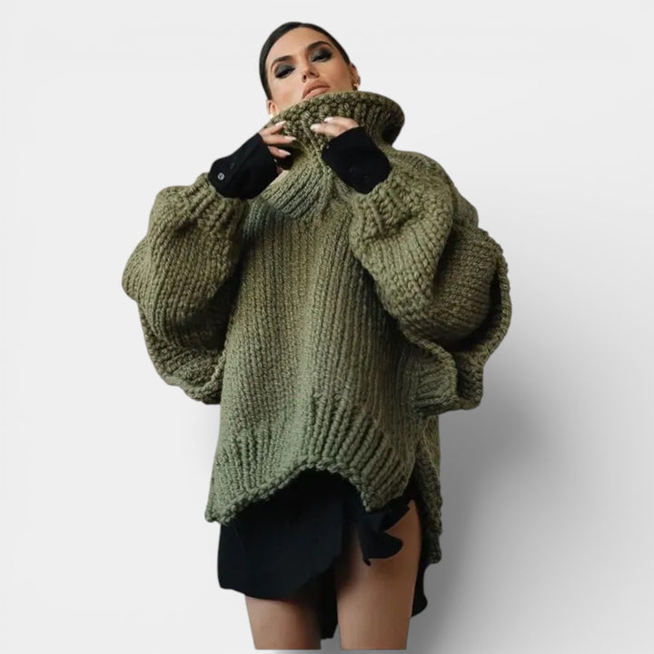 Dobrawa – Przytulny oversize sweter z grubym golfem