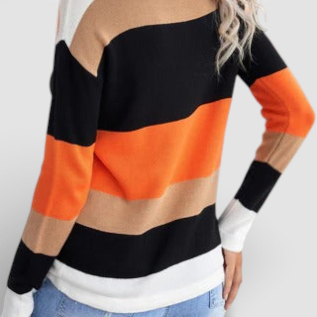 Milena – Sweter w szerokie pasy z okrągłym dekoltem