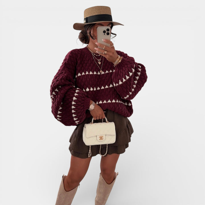 Sabina – Klasyczny sweter z geometrycznym wzorem