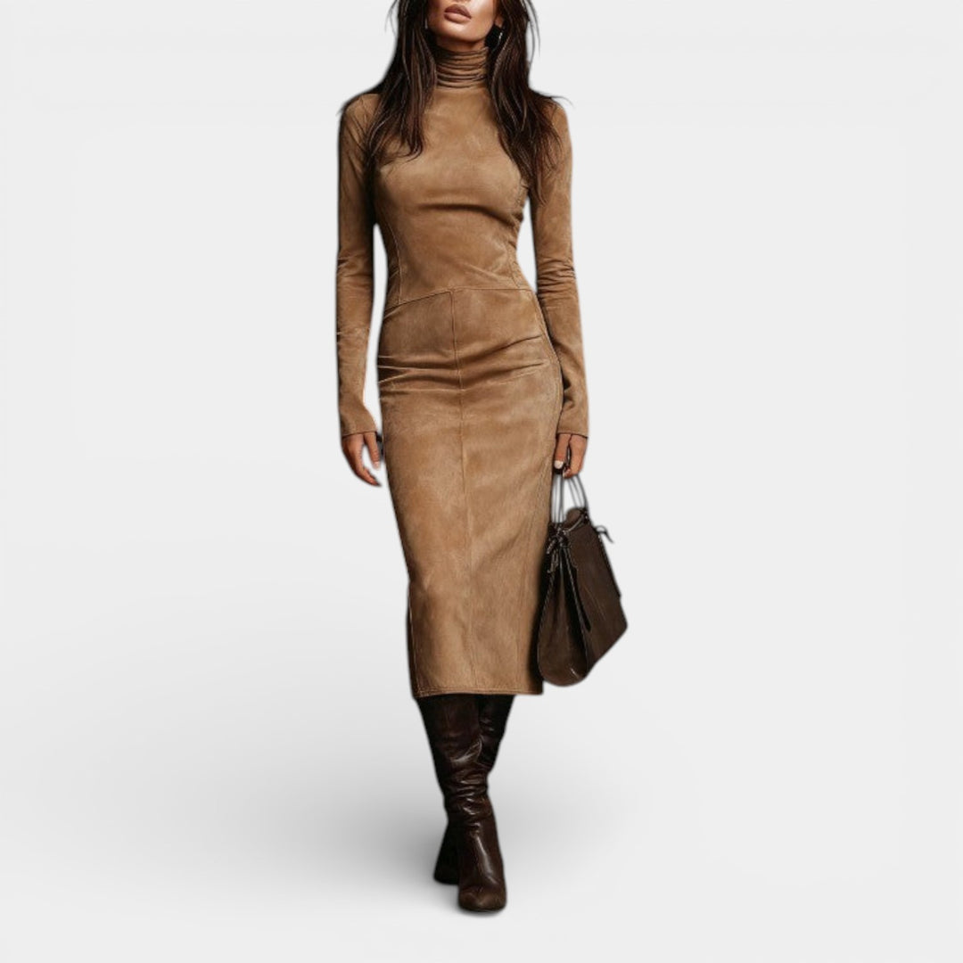 Renata – Dopasowana sukienka midi z golfem