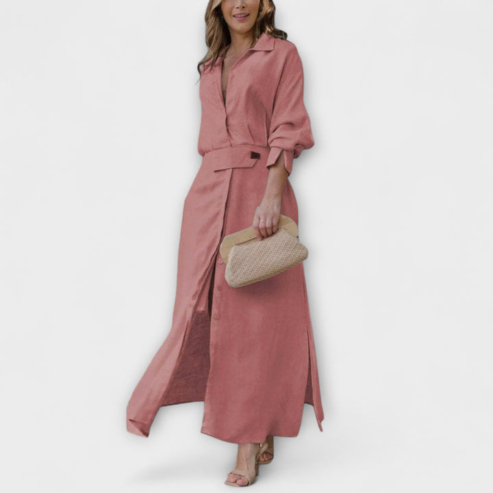 Jeanette - Maxi sukienka z dekoltem w serek