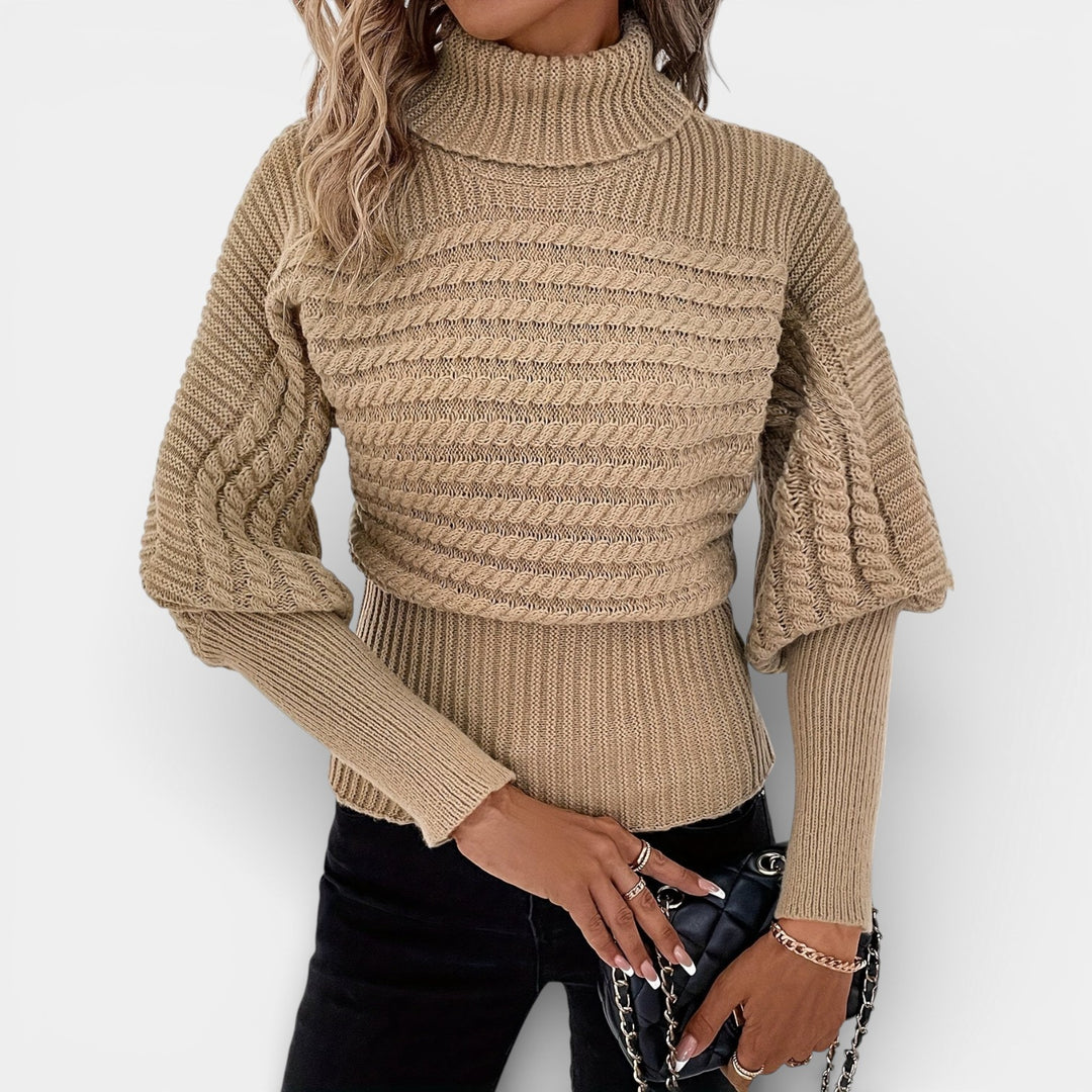 Wanda – Sweter z golfem o strukturalnym splocie