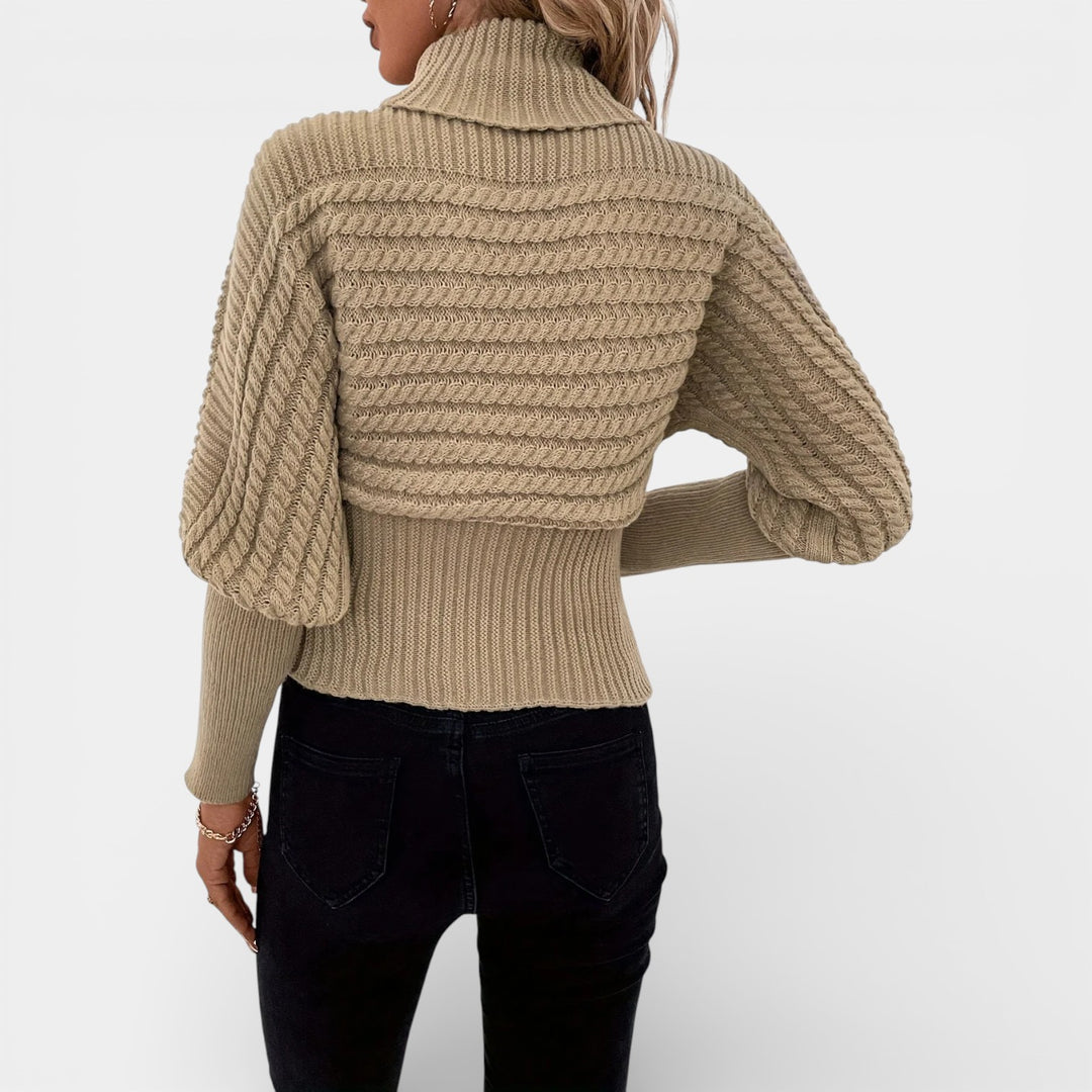 Wanda – Sweter z golfem o strukturalnym splocie