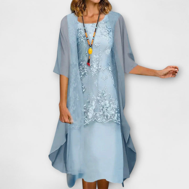 Danielle - Elegancka Dwuczęściowa Sukienka z Szyfonu