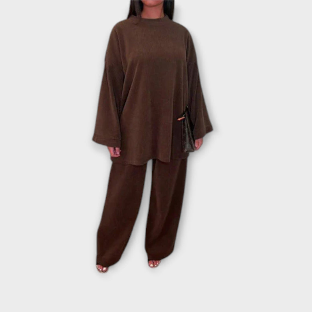 Ingrid - Zestaw w rozmiarze oversize - Styl prążkowany