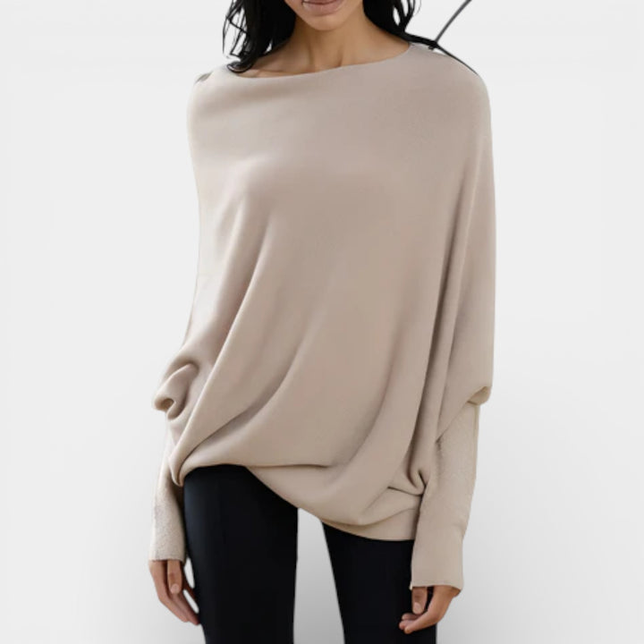 Bianka – Luźny sweter z asymetrycznym dekoltem off-shoulder