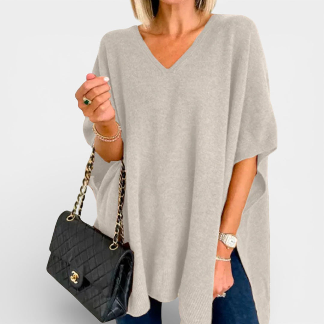 Otylia – Poncho sweter z dekoltem w serek