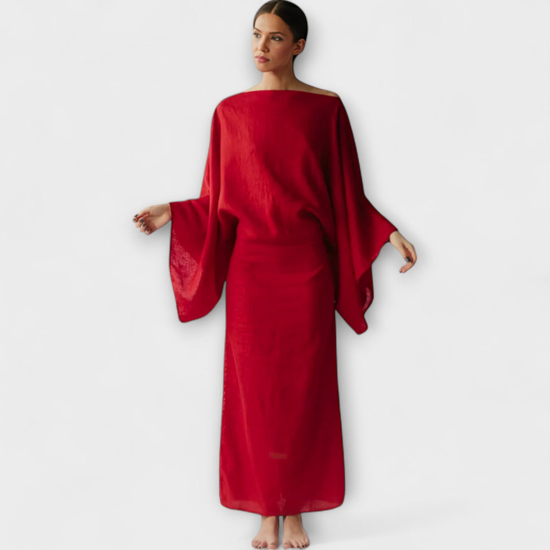 Dana - Sukienka kimono wykonana z lnu i bawełny